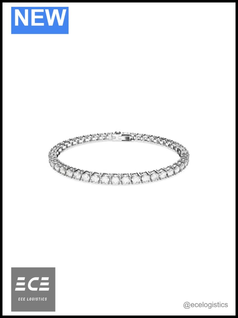 Swarovski Matrix Tennis Bracelet Round Cut Crystals Rhodium Finish 6.5"